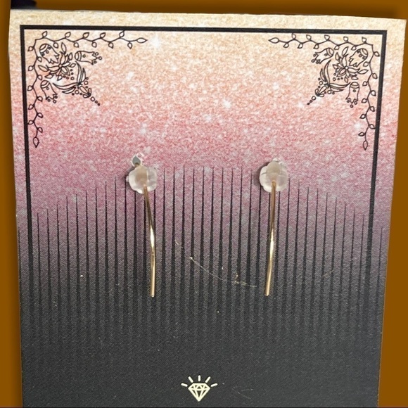 💍 Fire Glow Goldtone Dangle Earrings with Crystal Center - Picture 3 of 13